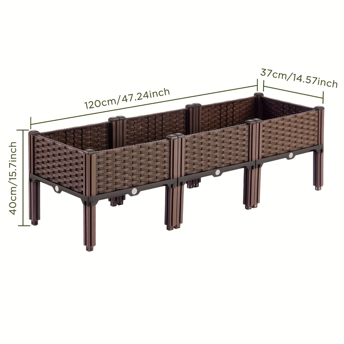 3 Pieces Raised Garden Bed with Legs Black Woven Plastic Planter for Outdoor Use Perfect for Flowers Vegetables and Herbs