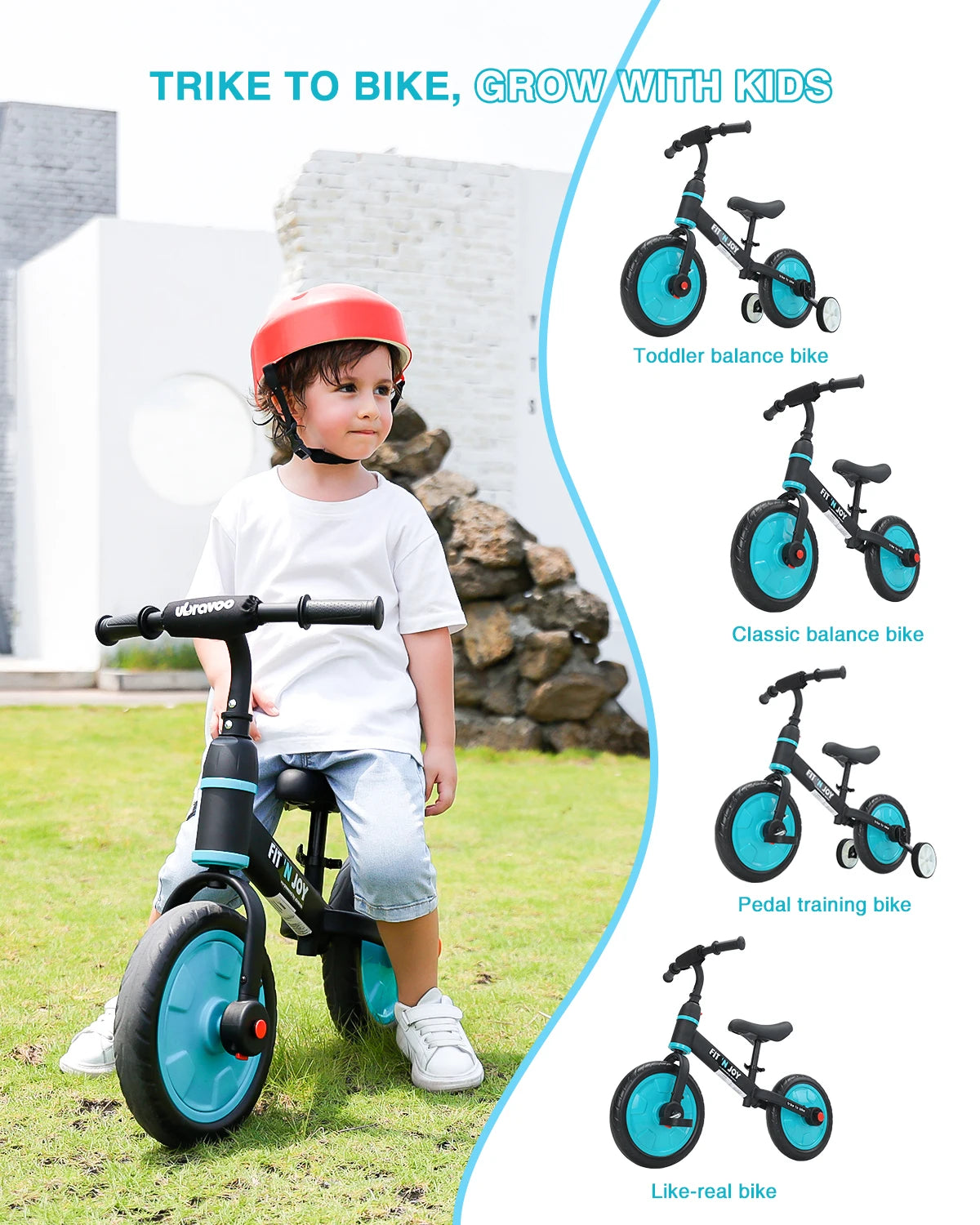 UBRAVOO Fit N Joy Beginner Toddler Training Bicycle 4 In 1
