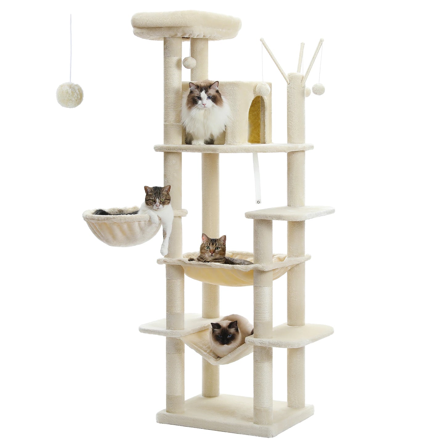 Large Cat Tree Tall Cat Tower for Indoor Cats Multi Level Plush Cat Condo with Scratching Posts Scratching Boards Perches and Caves