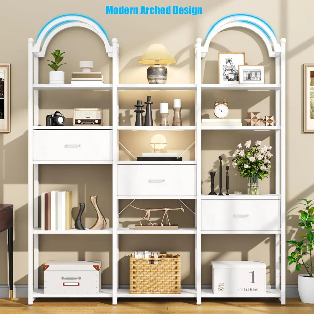 GUANGBAI Arched Bookshelf With Drawers And Storage Shelves