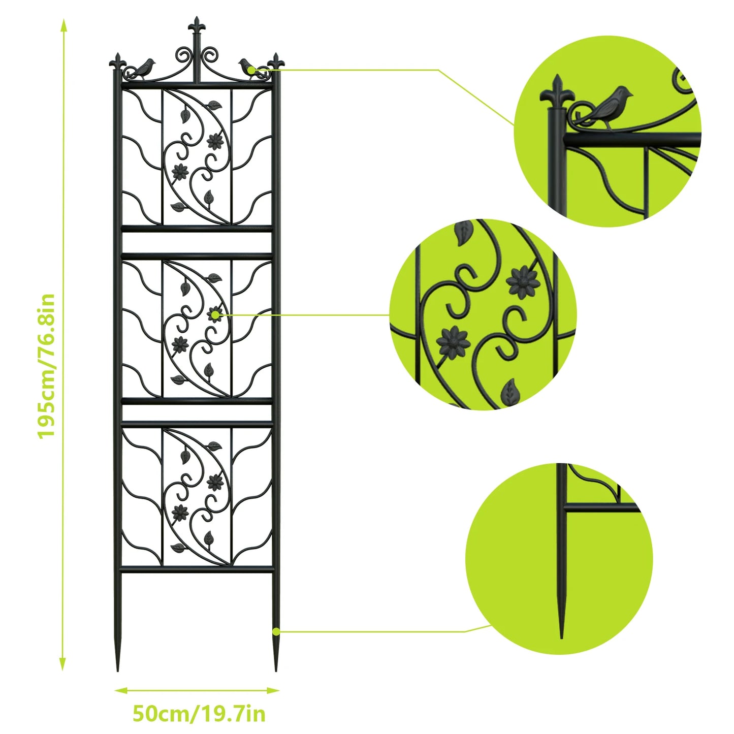 Feature Iron Garden Trellis Fence Panel Outdoor Yard Decor