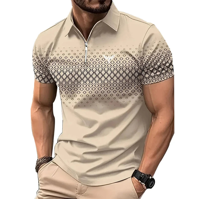 Anhui Men Quick Dry Polo Shirt Breathable Lapel Zipper