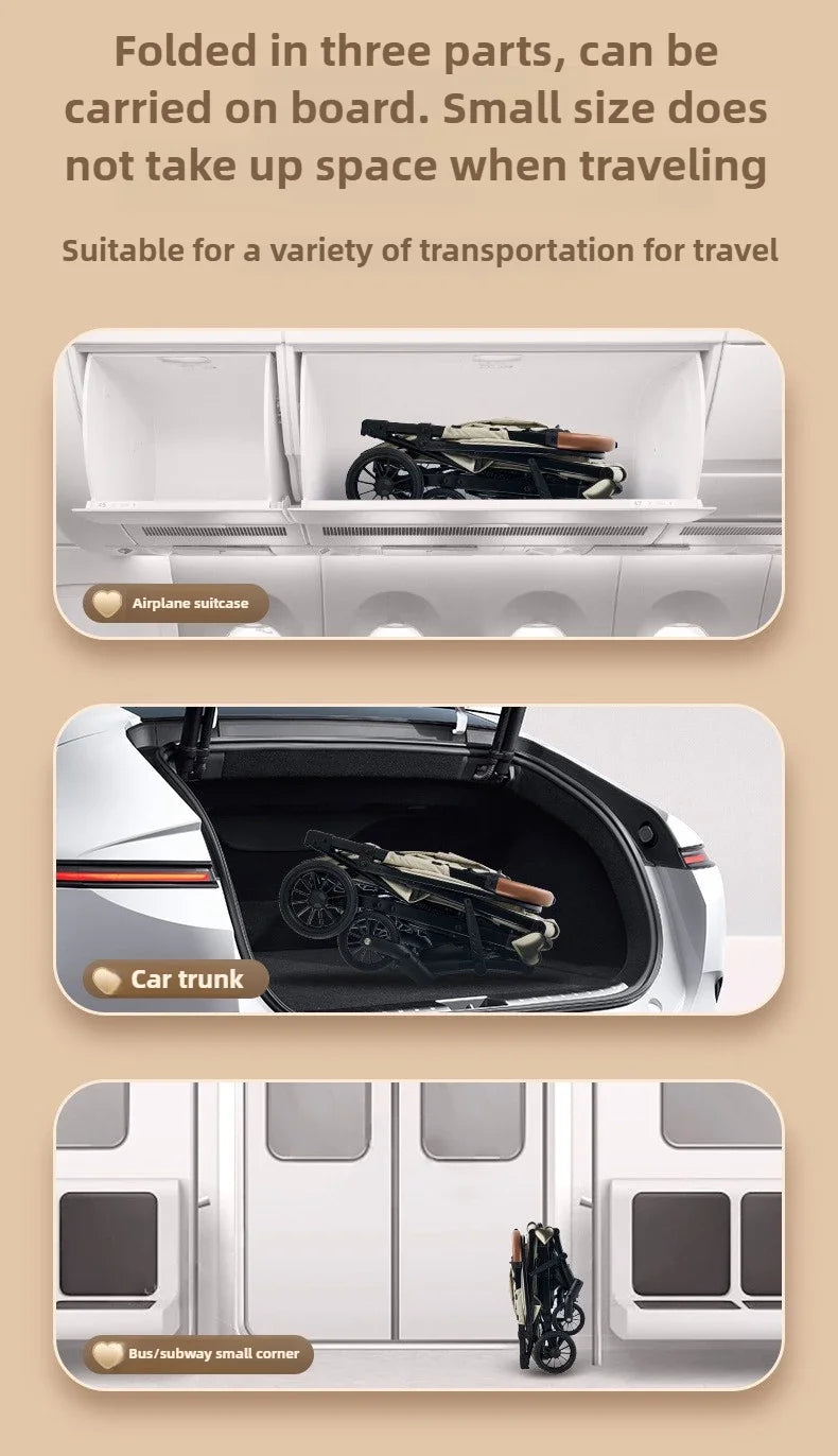 Portable Baby Stroller Lightweight Travel Four-Wheel Design Easy To Store Can Sit Or Lie Down