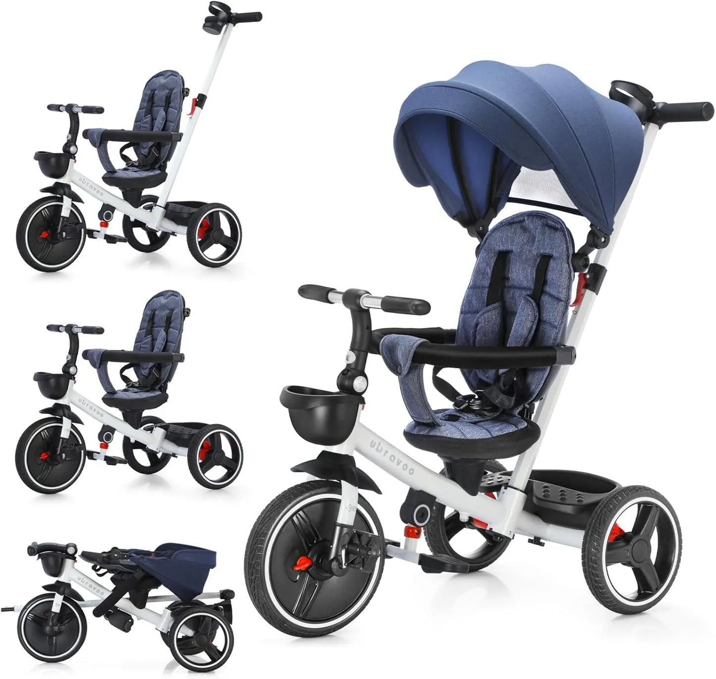 Ubravoo Baby Stroller Tricycle 5 In 1 Adjustable Canopy