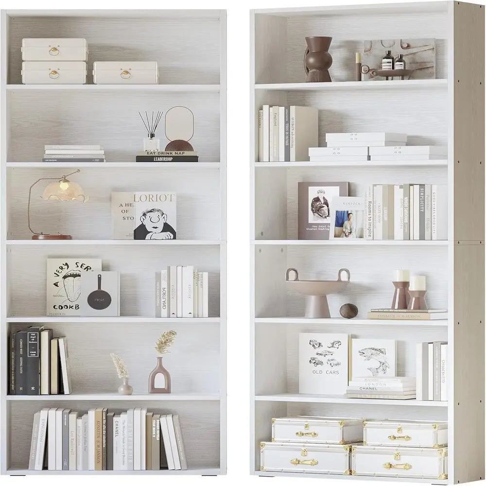 IRONCK Floor Standing Bookshelves Set of 2 Six Tiers Storage