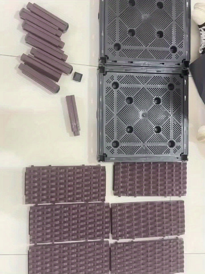 Dual Compartment Raised Garden Bed Kit Durable Plastic Weather Resistant Rectangular Planter Box for Courtyard Garden Patio Includes Multiple Components for Easy Setup