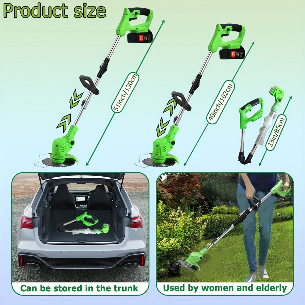 Weeder Trimmer Portable Foldable Electric Lawn Mower 21V With 2 Lithium Batteries 4 Blades Cordless Handheld Garden Multi Function Weeder