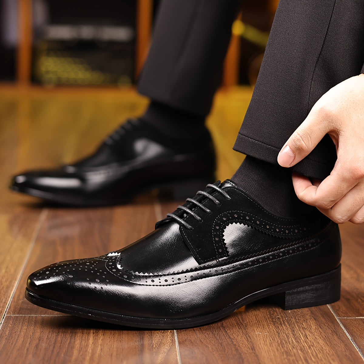 British Style Mens Formal Lace Up Shoes For Office And Business