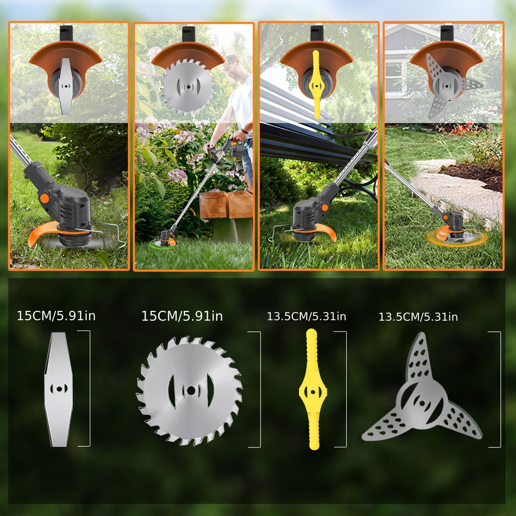 Weeder Trimmer Portable Foldable Electric Lawn Mower 21V With 2 Lithium Batteries 4 Blades Cordless Handheld Garden Multi Function Weeder