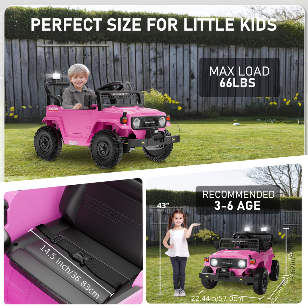 for kids 12V Electric Ride-On Car with Parent Remote Control, Kids Truck, 3-Speed Modes & LED Lights, Power-Sourced (120V Adapter Included) - Compatible with Plug, Age/Weight Restrictions Apply (Bright ////)