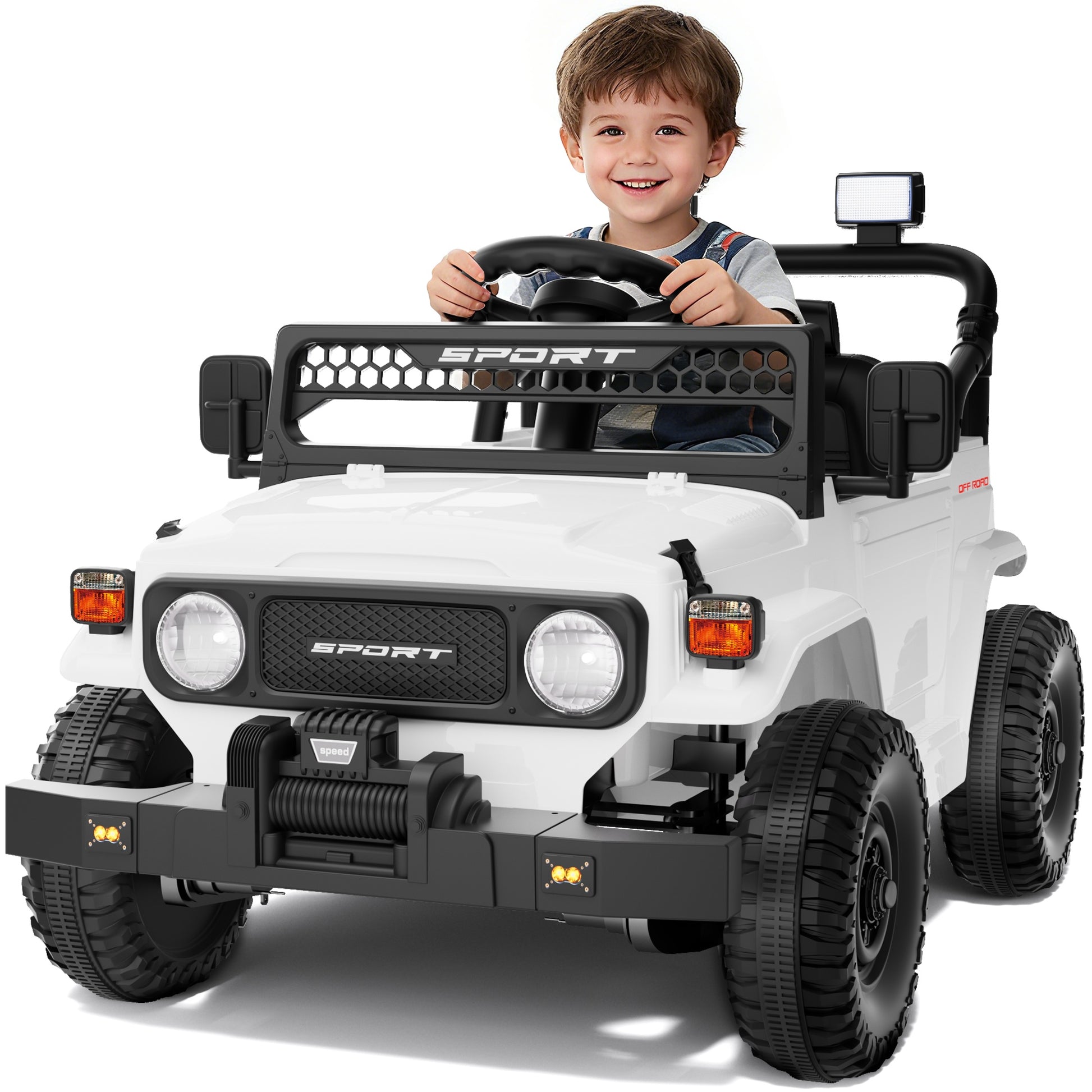 for kids 12V Electric Ride-On Car with Parent Remote Control, Kids Truck, 3-Speed Modes & LED Lights, Power-Sourced (120V Adapter Included) - Compatible with Plug, Age/Weight Restrictions Apply (Bright ////)