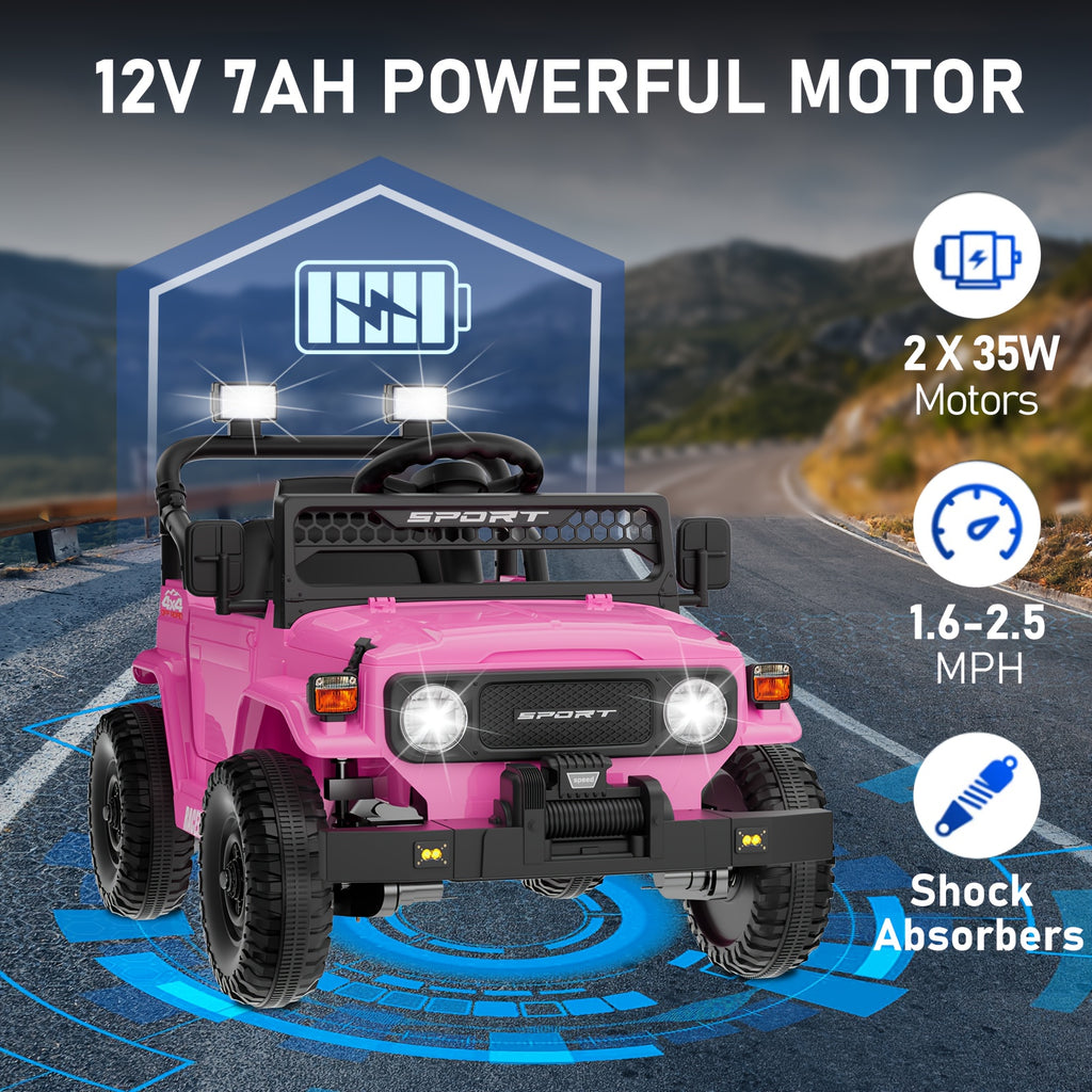 for kids 12V Electric Ride-On Car with Parent Remote Control, Kids Truck, 3-Speed Modes & LED Lights, Power-Sourced (120V Adapter Included) - Compatible with Plug, Age/Weight Restrictions Apply (Bright ////)