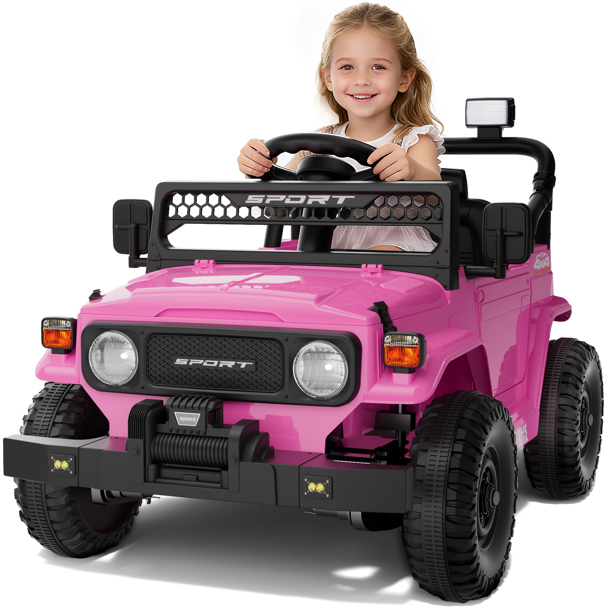 for kids 12V Electric Ride-On Car with Parent Remote Control, Kids Truck, 3-Speed Modes & LED Lights, Power-Sourced (120V Adapter Included) - Compatible with Plug, Age/Weight Restrictions Apply (Bright ////)