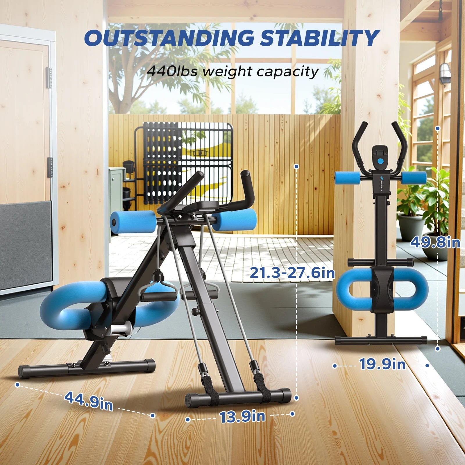 MERACH Ab Machine Adjustable Trainer Foldable for Core and Abs