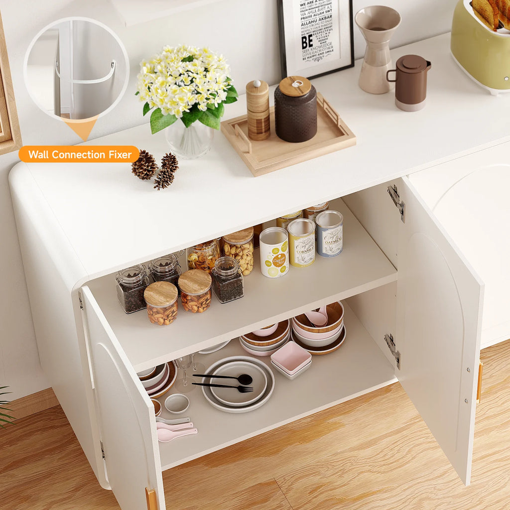 ONBRILL Modern Sideboard Buffet Cabinet With 4 Doors Adjustable Shelves