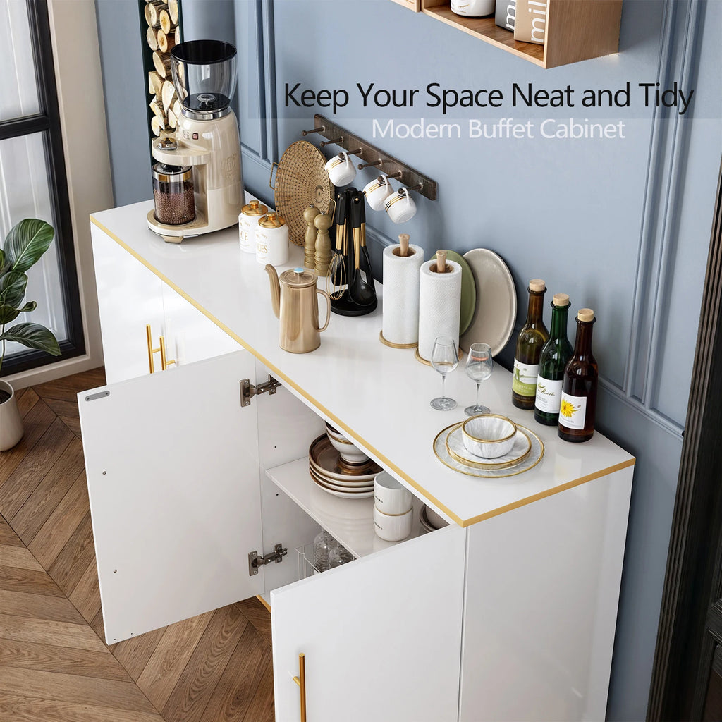 ONBRILL Modern Buffet Cabinet With Adjustable Shelves And Doors