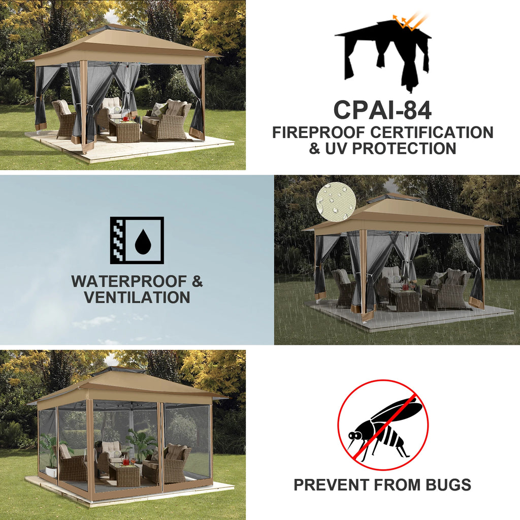 Tooluck Pop Up Gazebo With Mosquito Netting Outdoor Canopy