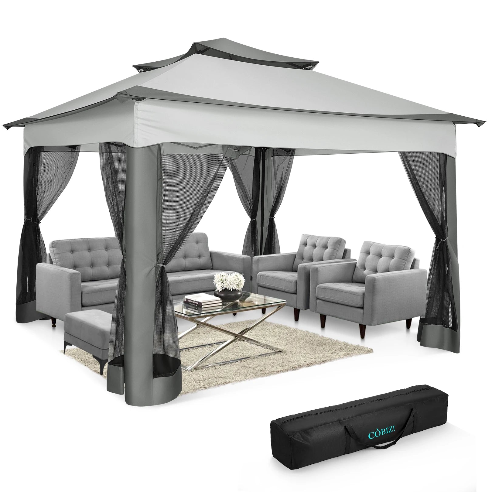 Tooluck Pop Up Gazebo With Mosquito Netting Outdoor Canopy Tent