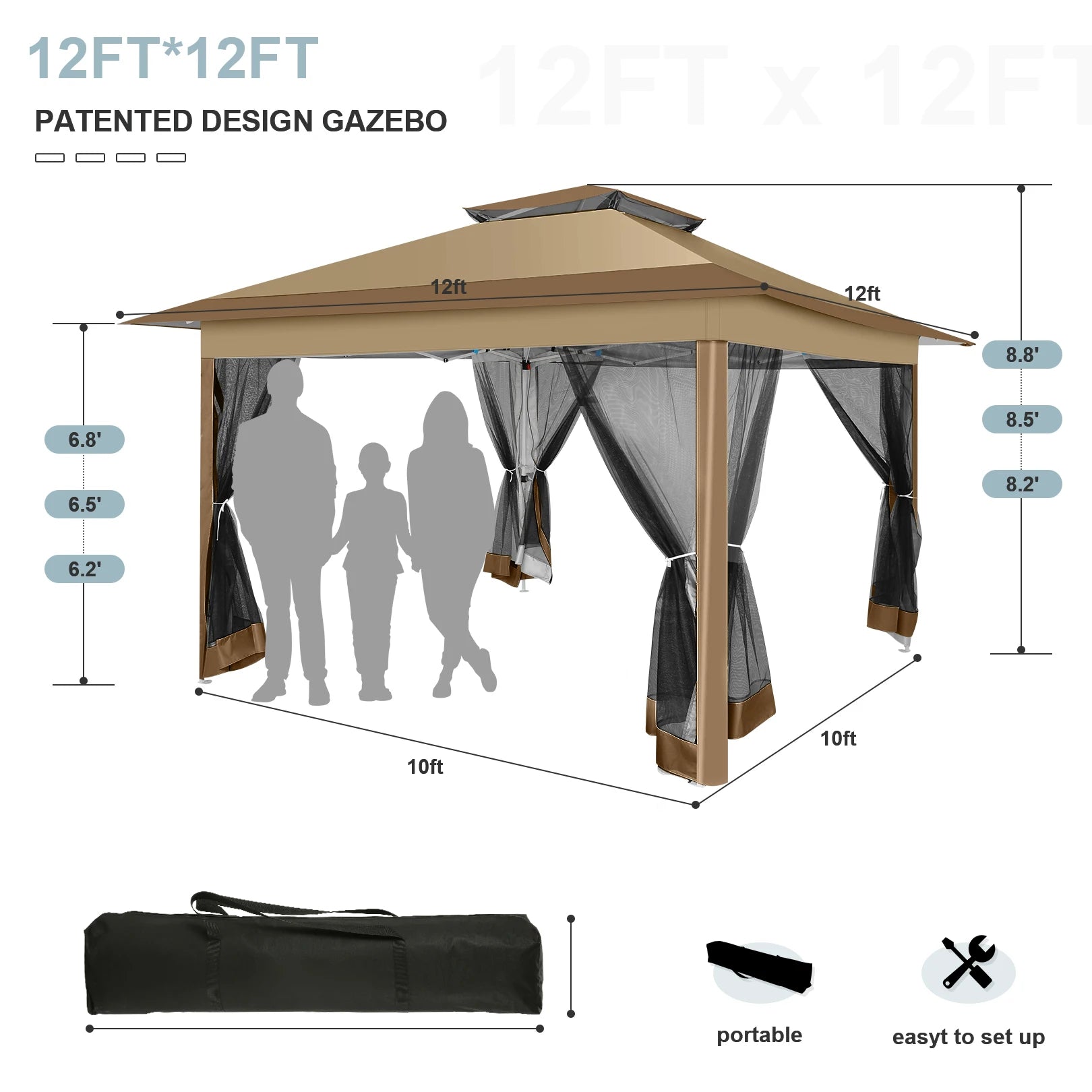 Tooluck Pop Up Gazebo With Mosquito Netting Outdoor Canopy