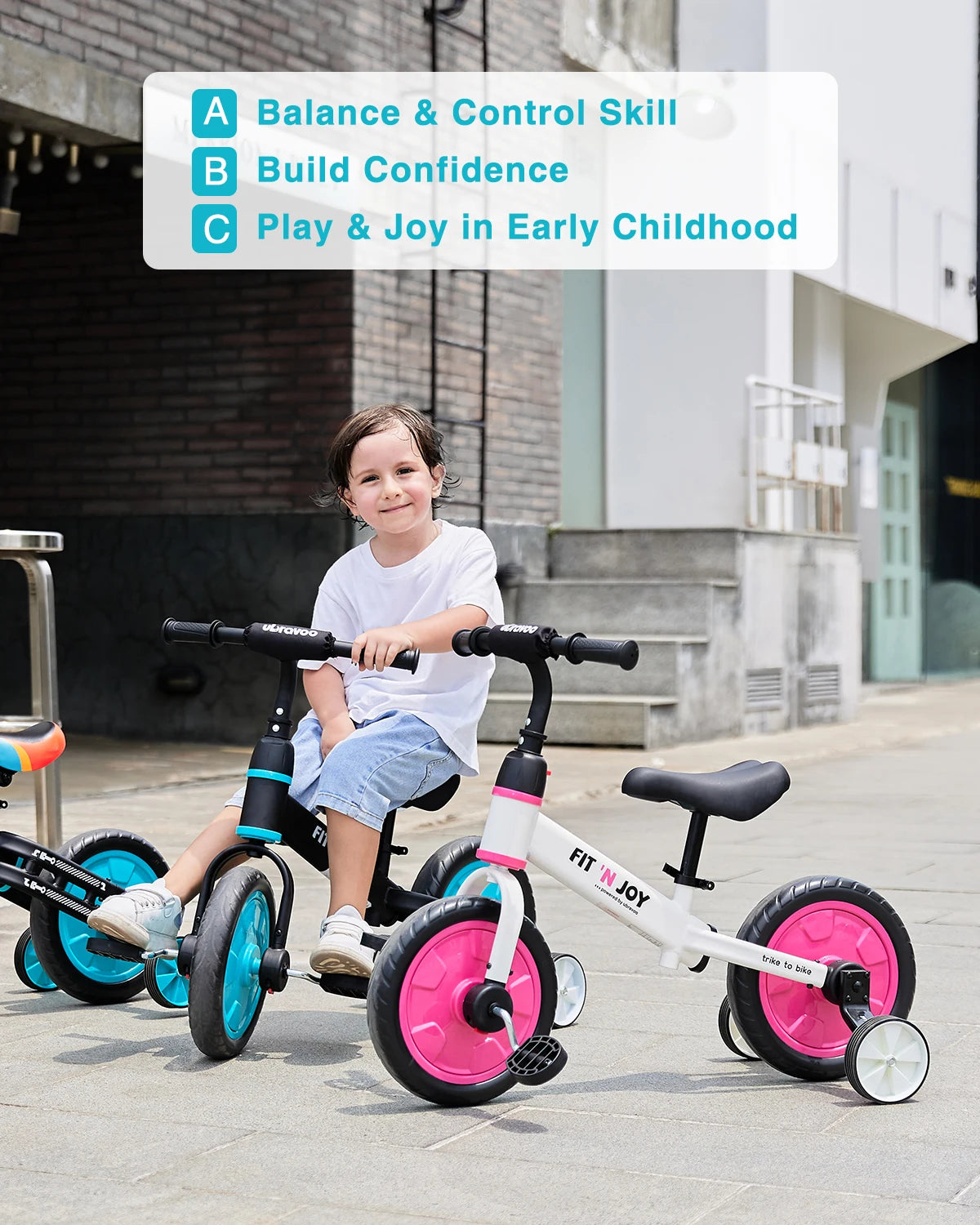 UBRAVOO Fit N Joy Beginner Toddler Training Bicycle 4 In 1