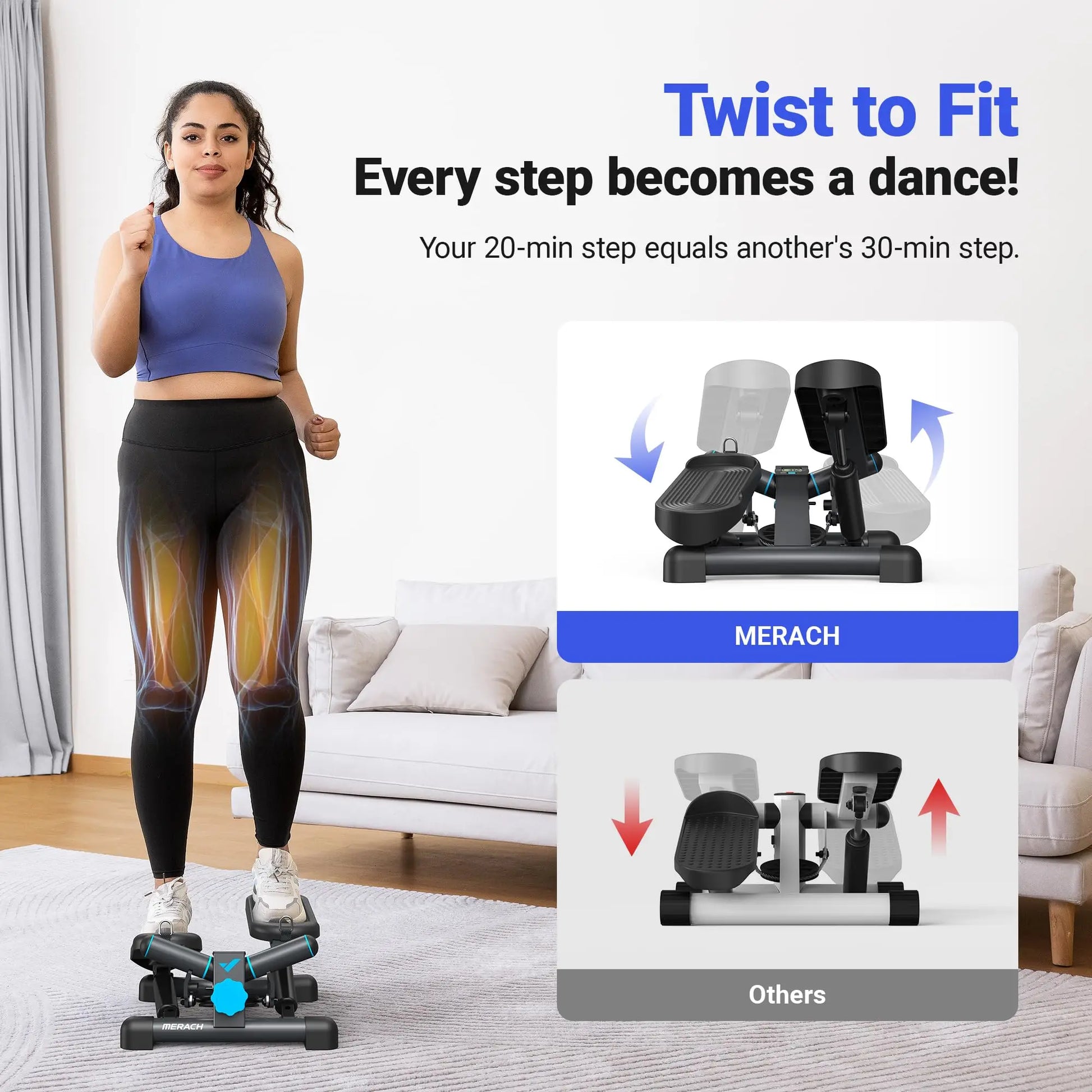 MERACH Mini Stepper With Resistance Band For Home Fitness