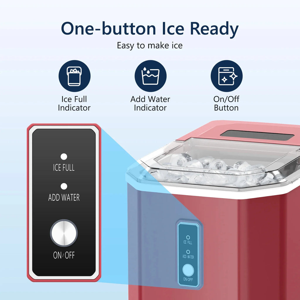 SIMZLIFE Countertop Ice Maker 26.5 Lbs Per 24H Self-Cleaning