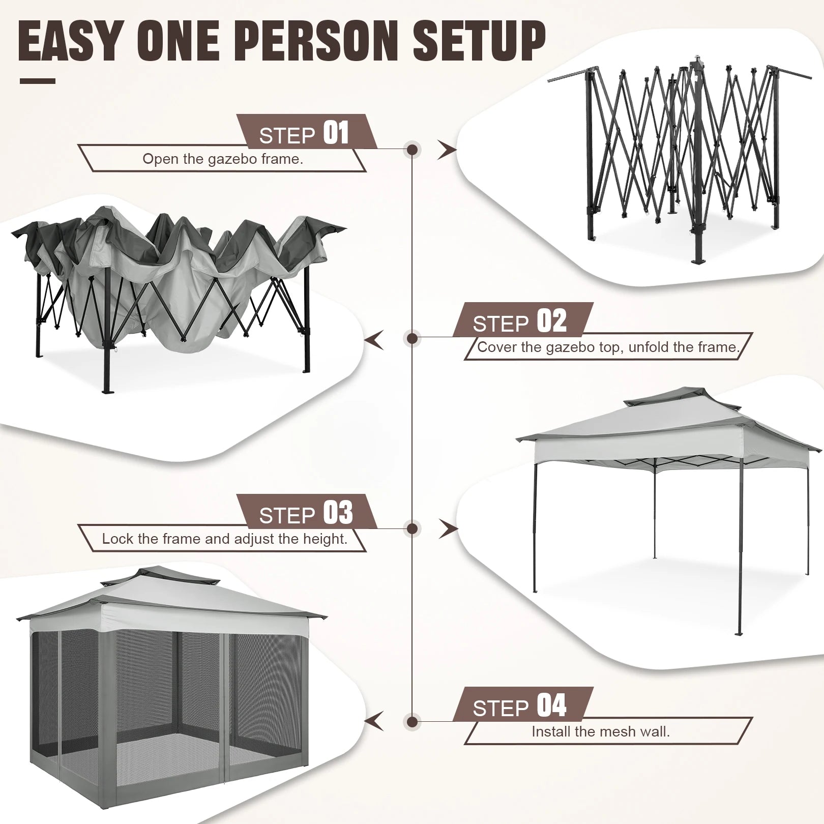 Tooluck Pop Up Gazebo With Mosquito Netting Outdoor Canopy Tent