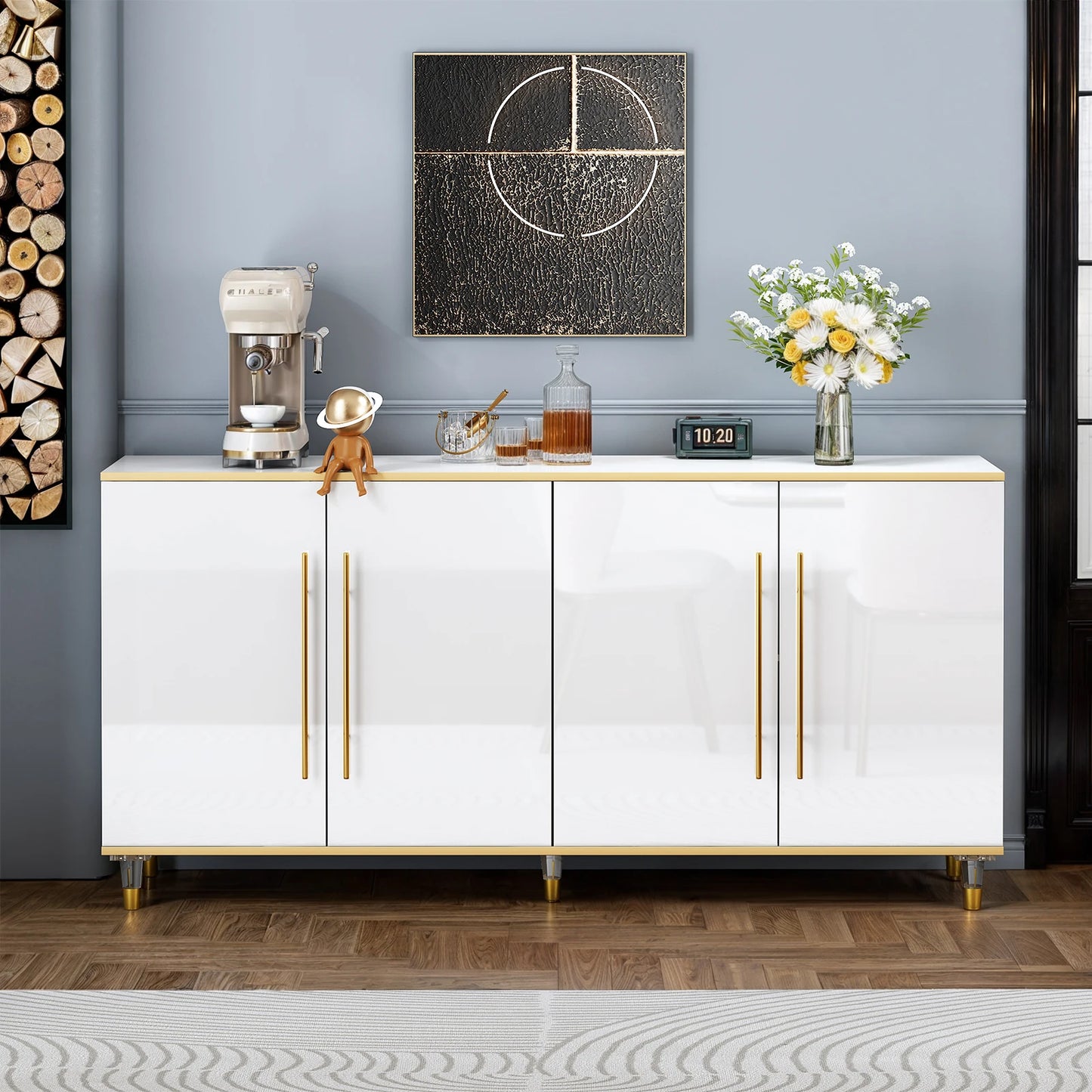 Onbrill Modern Buffet Cabinet with Storage and Shelves