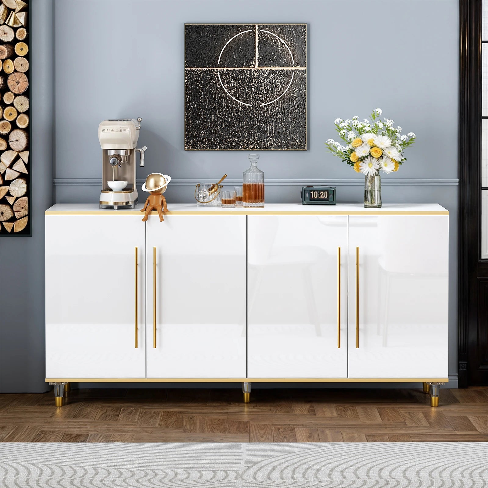 ONBRILL Modern Buffet Cabinet With Adjustable Shelves And Doors