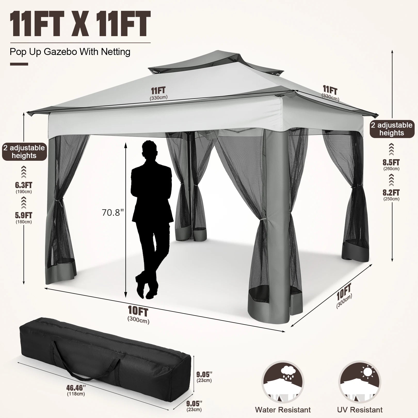 Tooluck Pop Up Gazebo With Mosquito Netting For Garden Patio