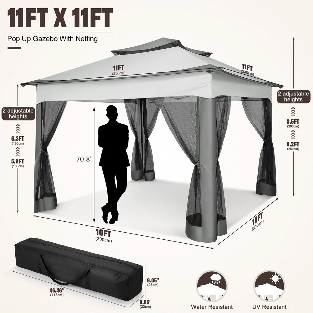 Tooluck Pop Up Gazebo With Mosquito Netting For Outdoor Use