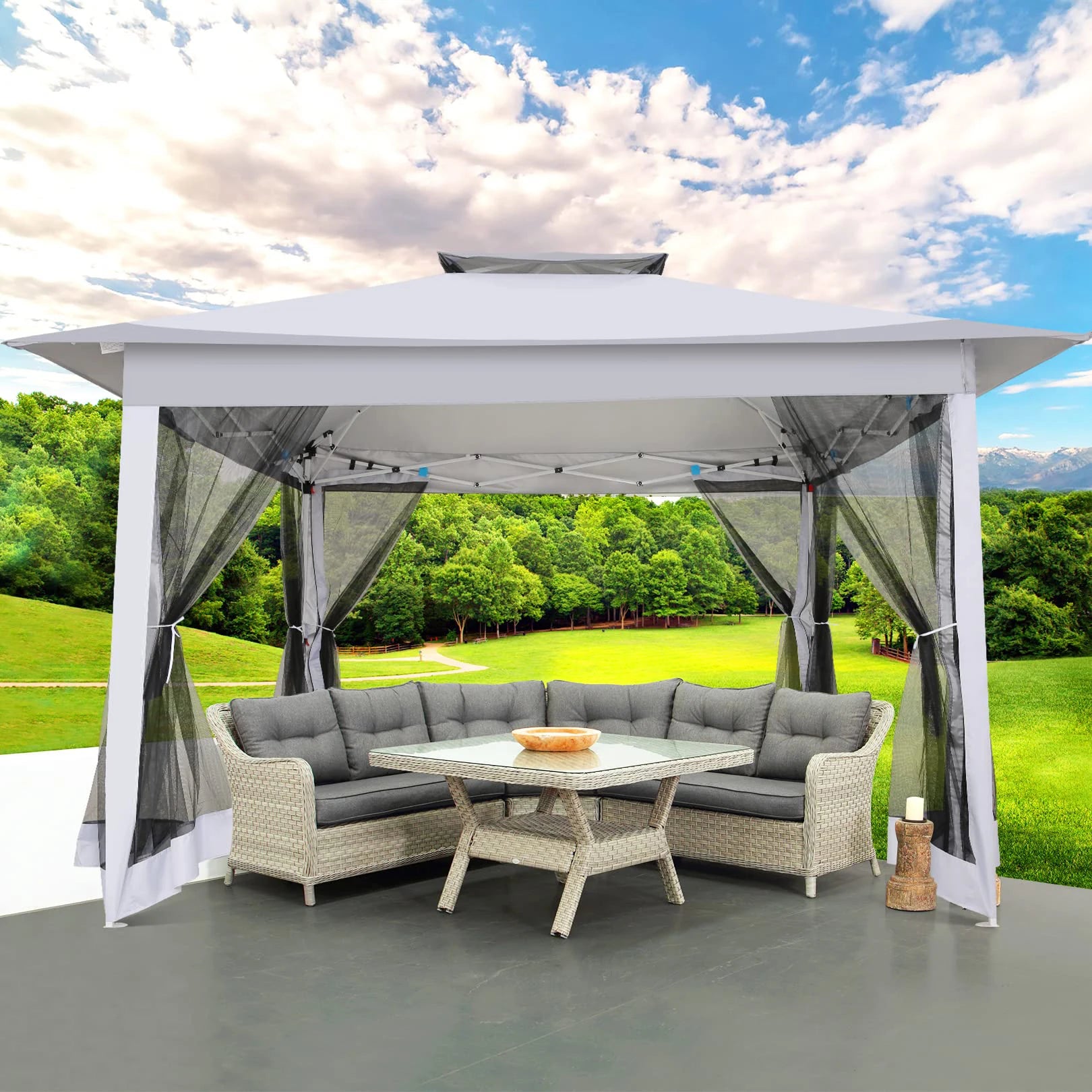 Tooluck Pop Up Gazebo With Mosquito Netting Outdoor Canopy