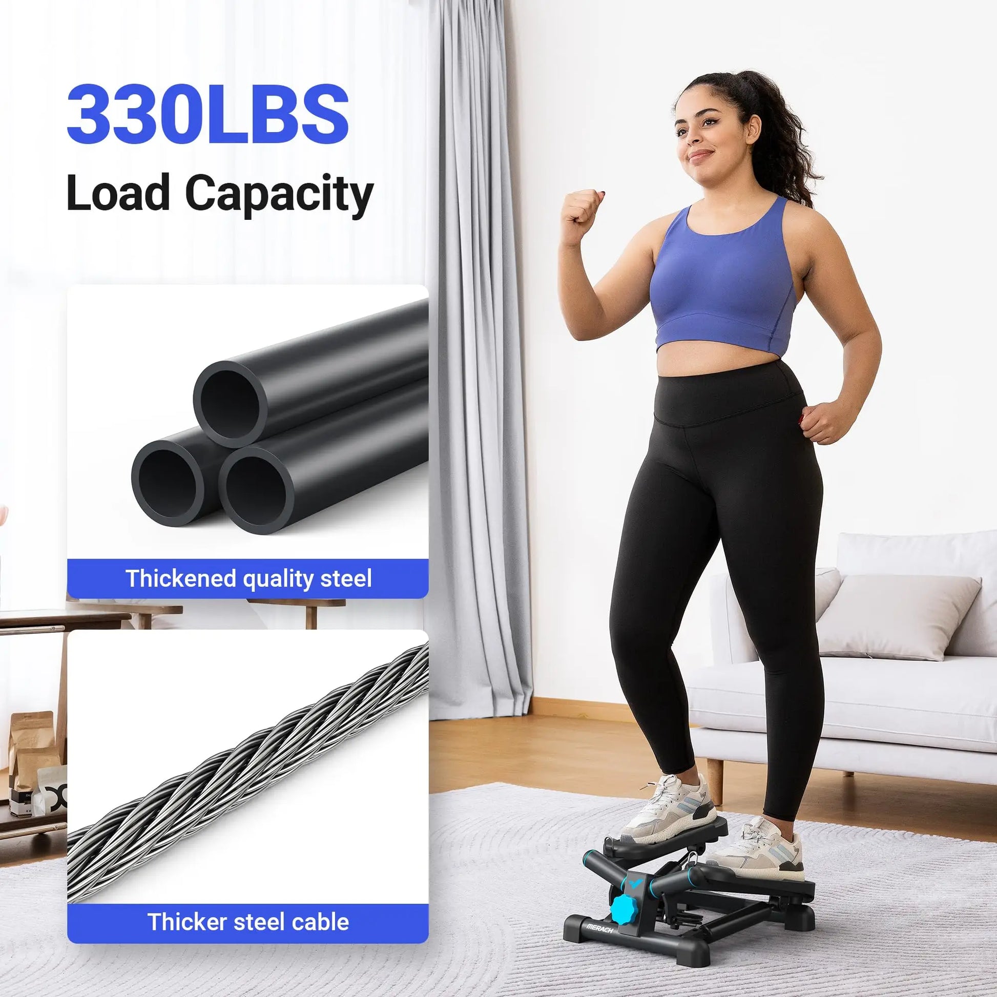 MERACH Mini Stepper With Resistance Band For Home Fitness