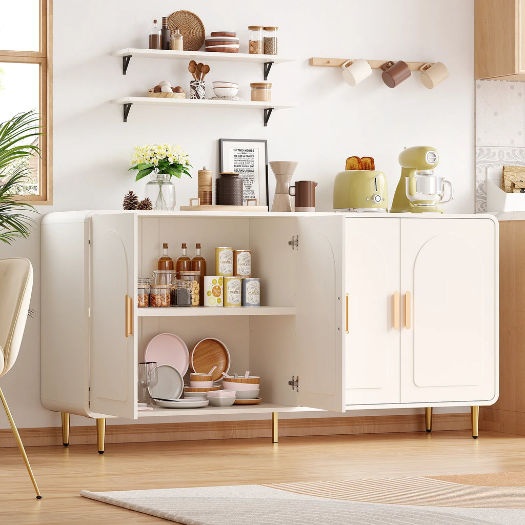 ONBRILL Modern Sideboard Buffet Cabinet With 4 Doors Adjustable Shelves