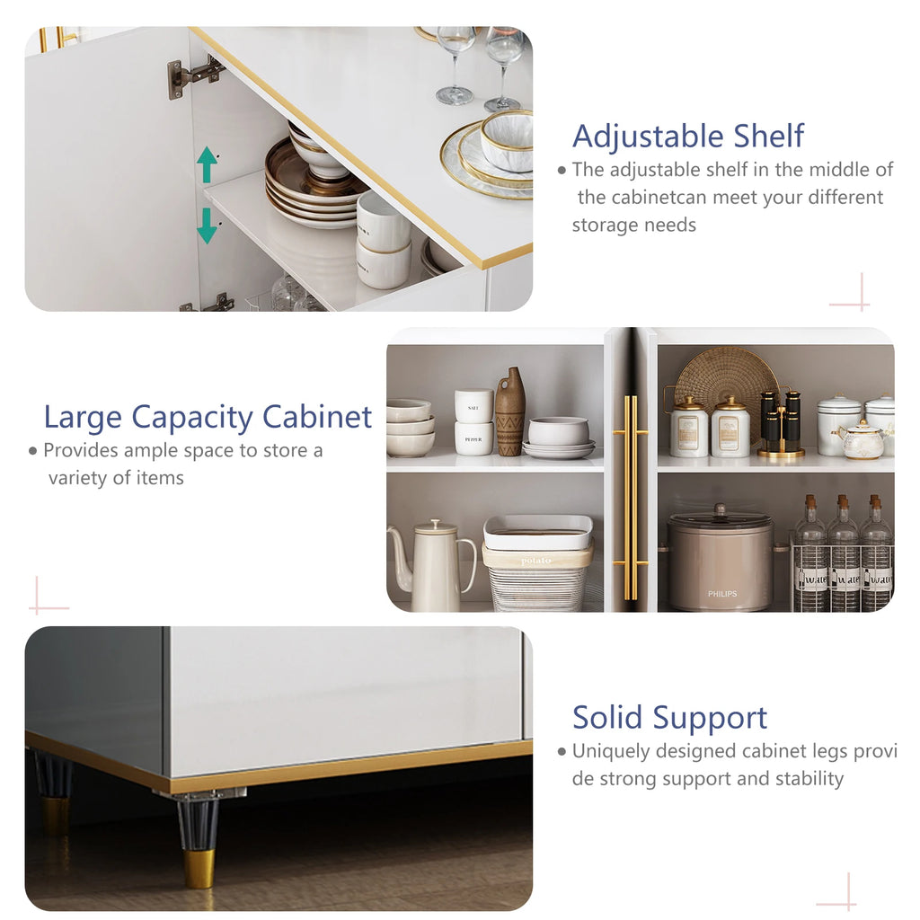 ONBRILL Modern Buffet Cabinet With Adjustable Shelves And Doors