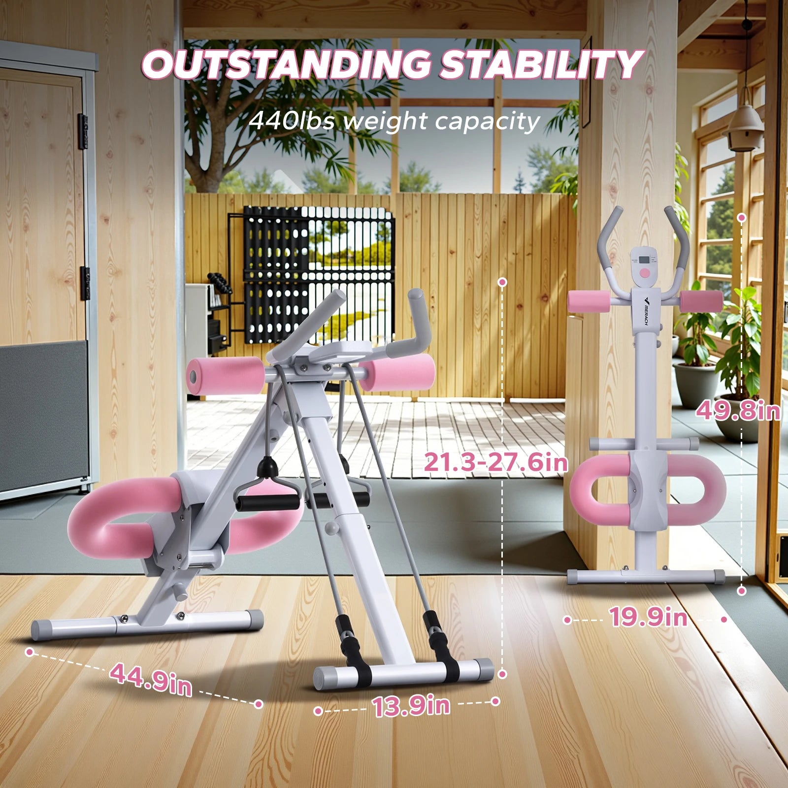 MERACH Ab Machine Adjustable Trainer Foldable for Core and Abs
