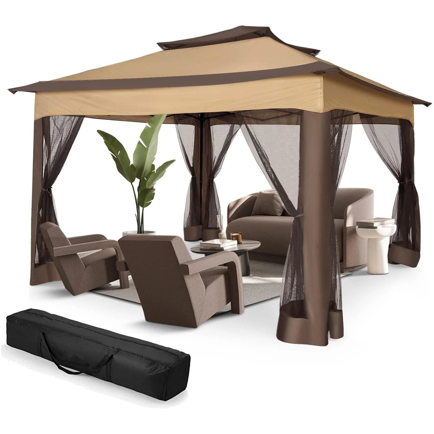 Tooluck Pop Up Gazebo With Mosquito Netting Outdoor Canopy