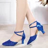 High Quality Latin Dance Shoes for Women Girls Red Woven Style Comfortable Durable Brown Leather 7cm PU Canvas Soft Ballet