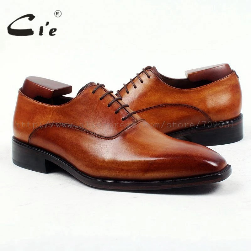 cie Square Plain Toe Custom Bespoke Handmade 100%Pure Genuine Calf Leather Casual Lacing Men's Dress Business Leather Shoe OX421