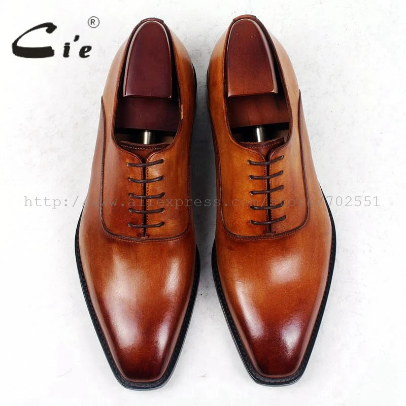 cie Square Plain Toe Custom Bespoke Handmade 100%Pure Genuine Calf Leather Casual Lacing Men's Dress Business Leather Shoe OX421