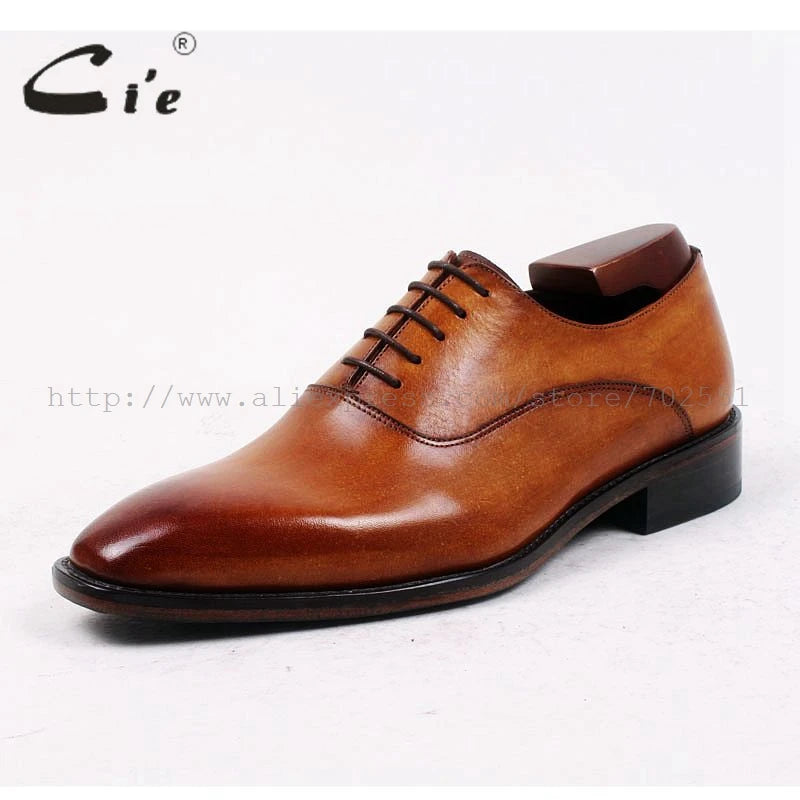cie Square Plain Toe Custom Bespoke Handmade 100%Pure Genuine Calf Leather Casual Lacing Men's Dress Business Leather Shoe OX421