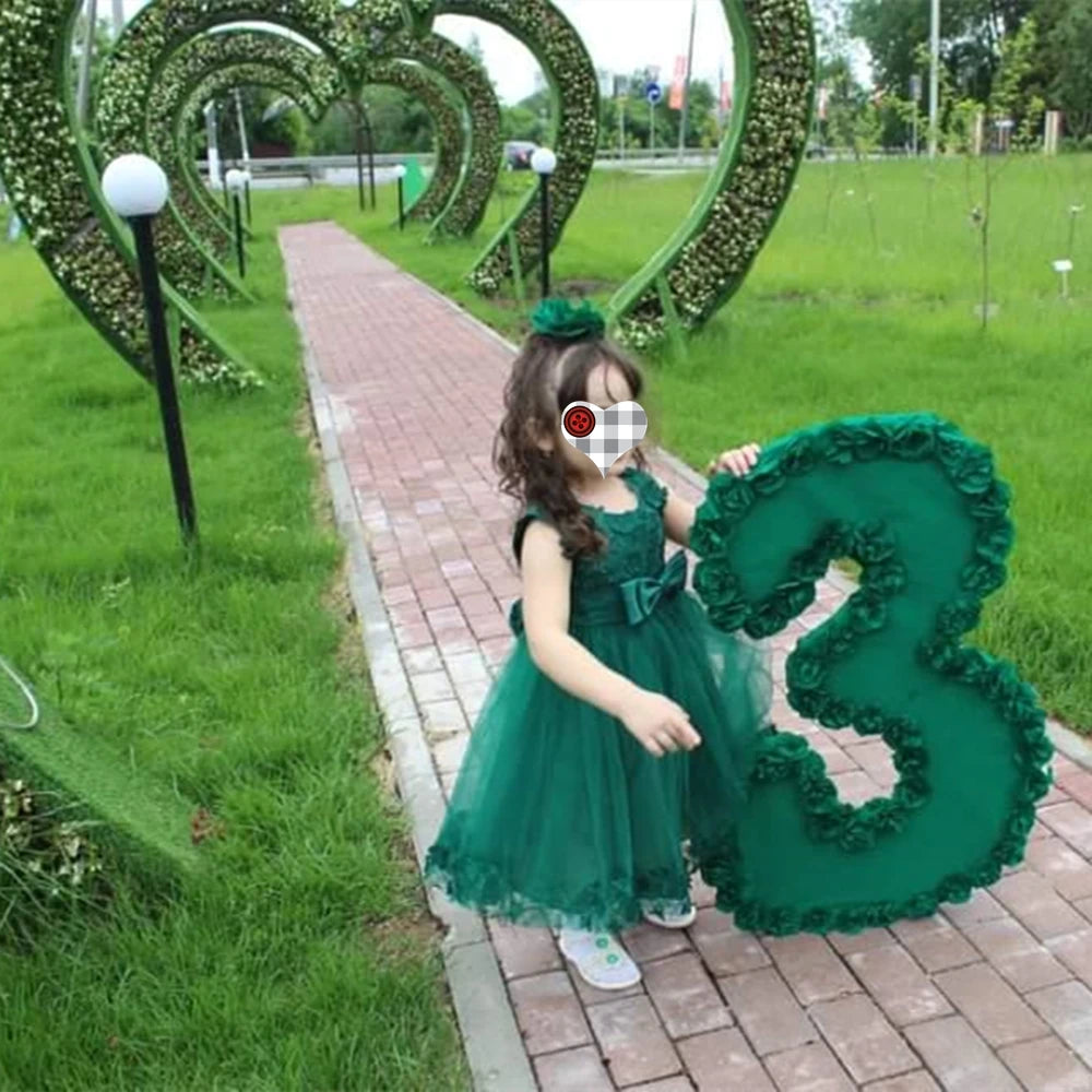 PLBBFZ Elegant Flower Girls Tulle Party Dress
