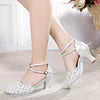High Quality Latin Dance Shoes for Women Girls Red Woven Style Comfortable Durable Brown Leather 7cm PU Canvas Soft Ballet