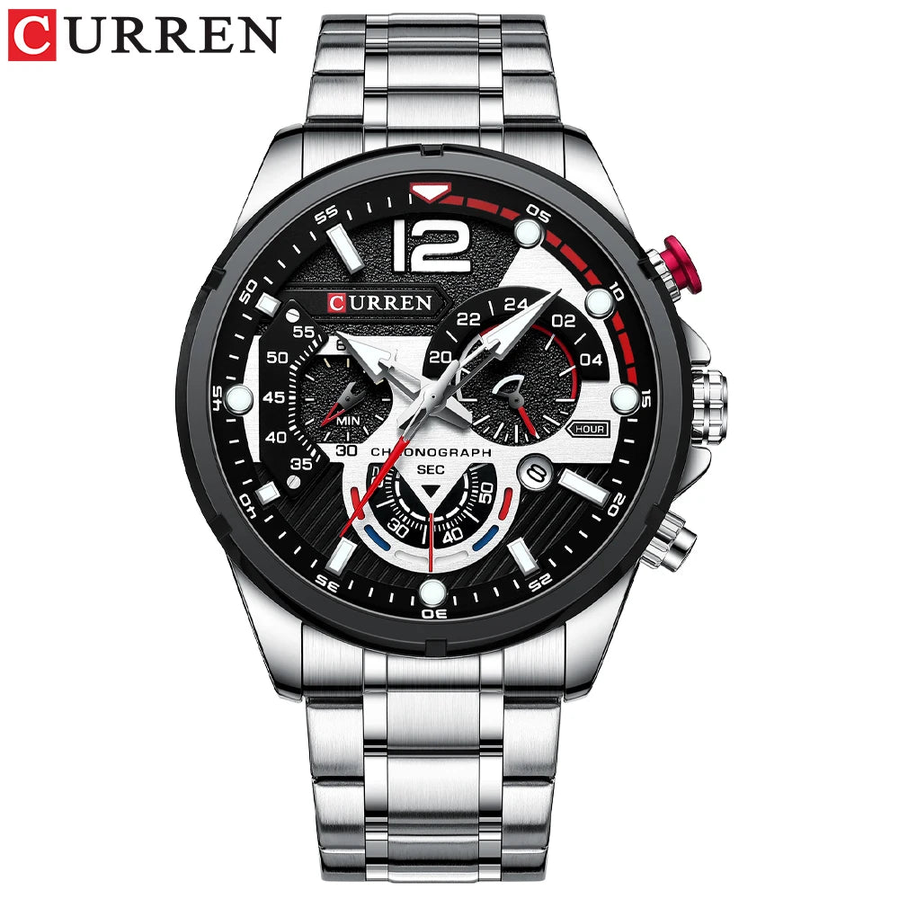 Curren Men's Quartz Chronograph Watch Sport Waterproof Date