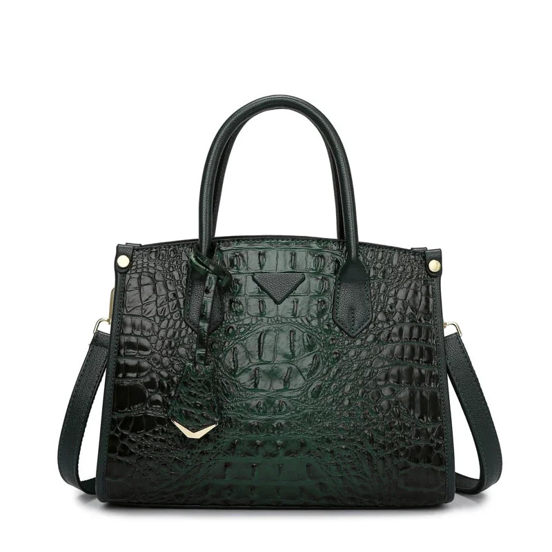 VANDERWAHCN Crocodile Print Leather Crossbody Bag For Women