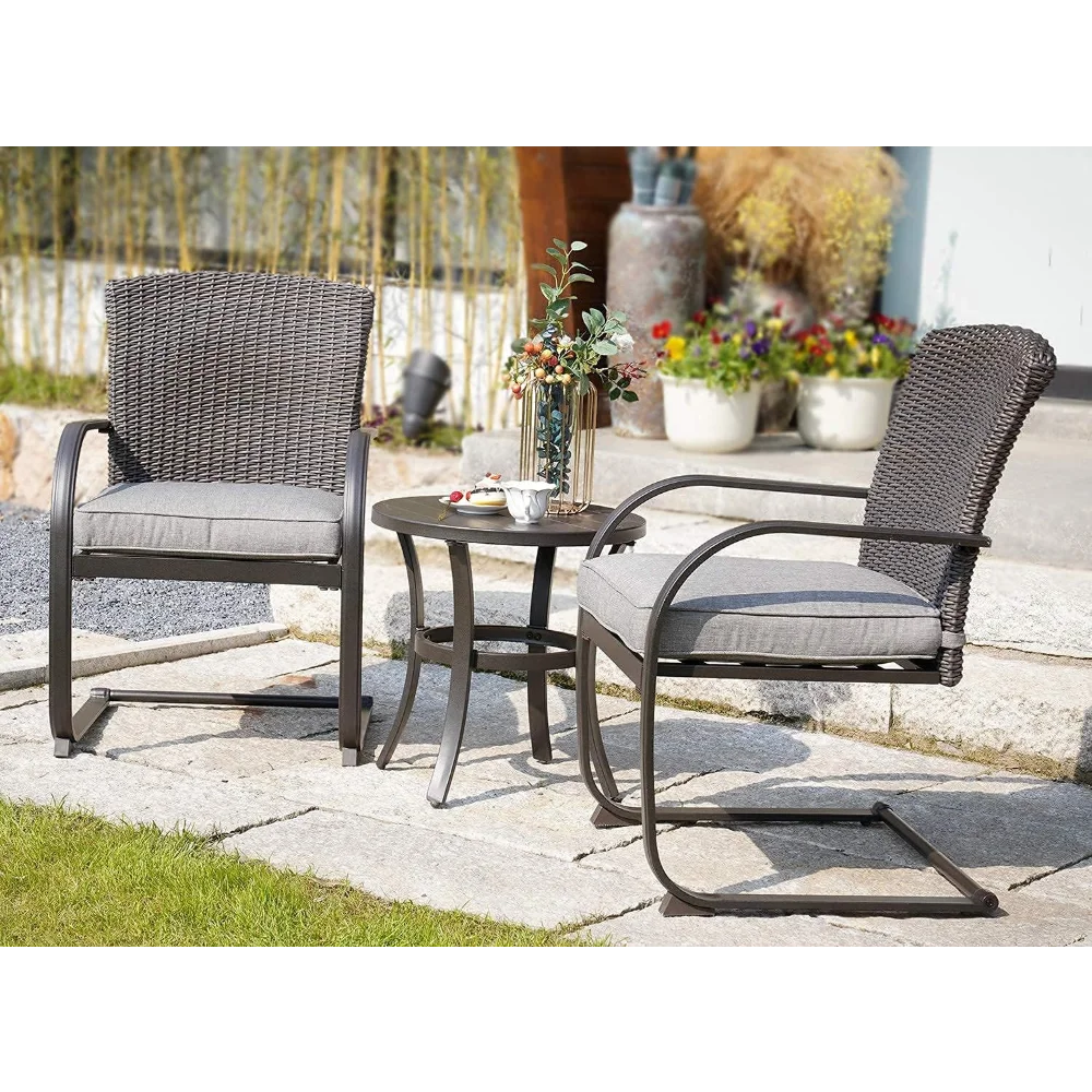 Hign-concerned Outdoor Wicker Bistro Set With Rocking Chairs