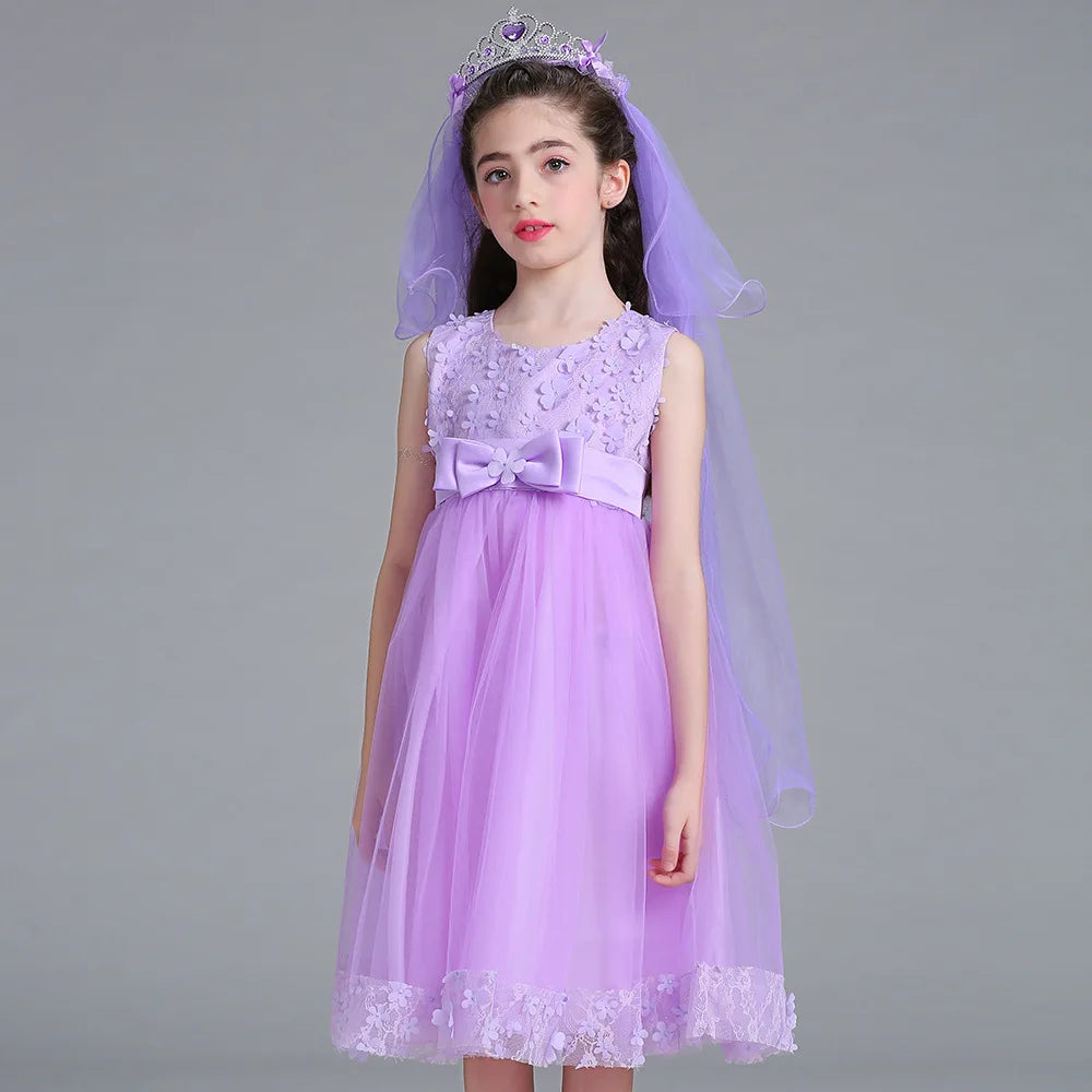PLBBFZ Elegant Flower Girls Tulle Party Dress