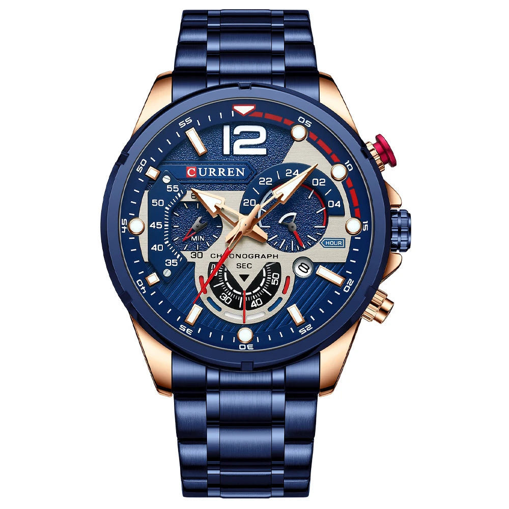 Curren Mens Quartz Chronograph Waterproof Wristwatch Date