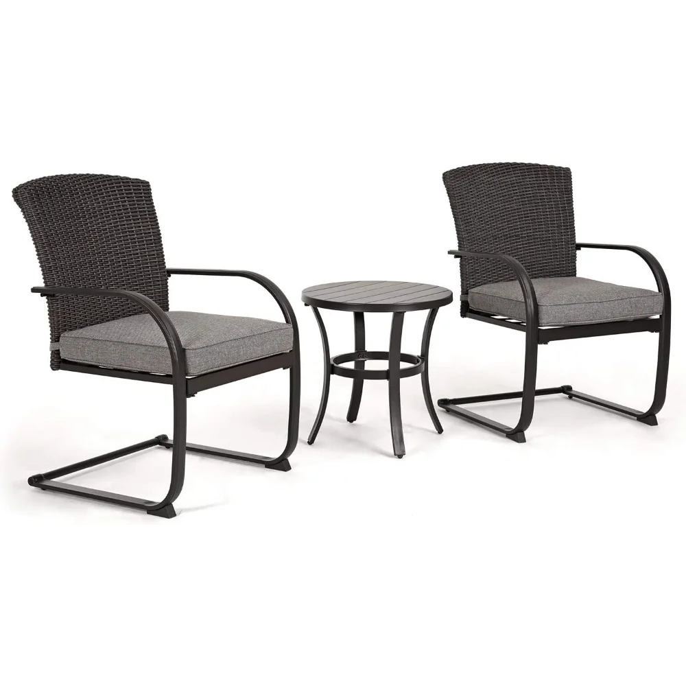 Hign-concerned Outdoor Wicker Bistro Set With Rocking Chairs