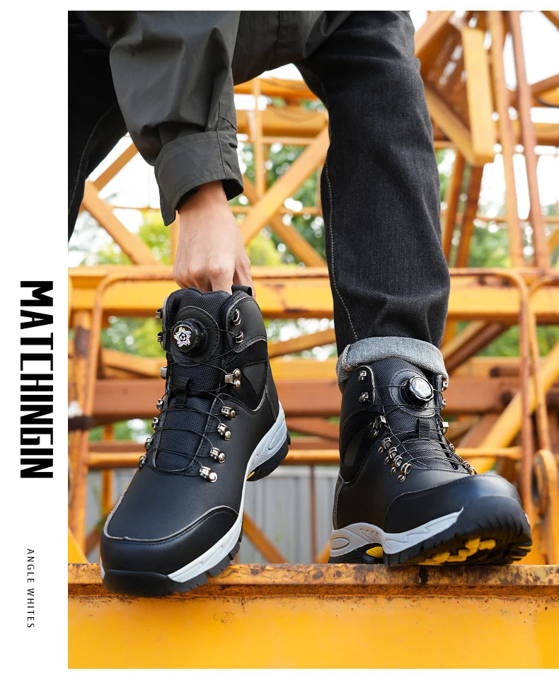 Men's Safety Work Boots Indestructible Steel Toe Anti- Smash Resistant Stab Proof Safety Shoes Breathable Slip-Resistant Durable